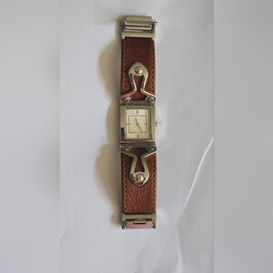 Michael Kors Silver and Brown Leather Watch
